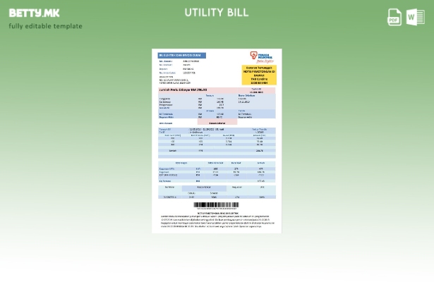 модерен стил Малезија Tenaga Национален шаблон за сметки за електрична енергија